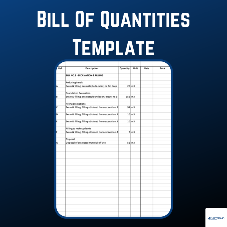 Bill of Quantities (BoQ) Template - Metroun